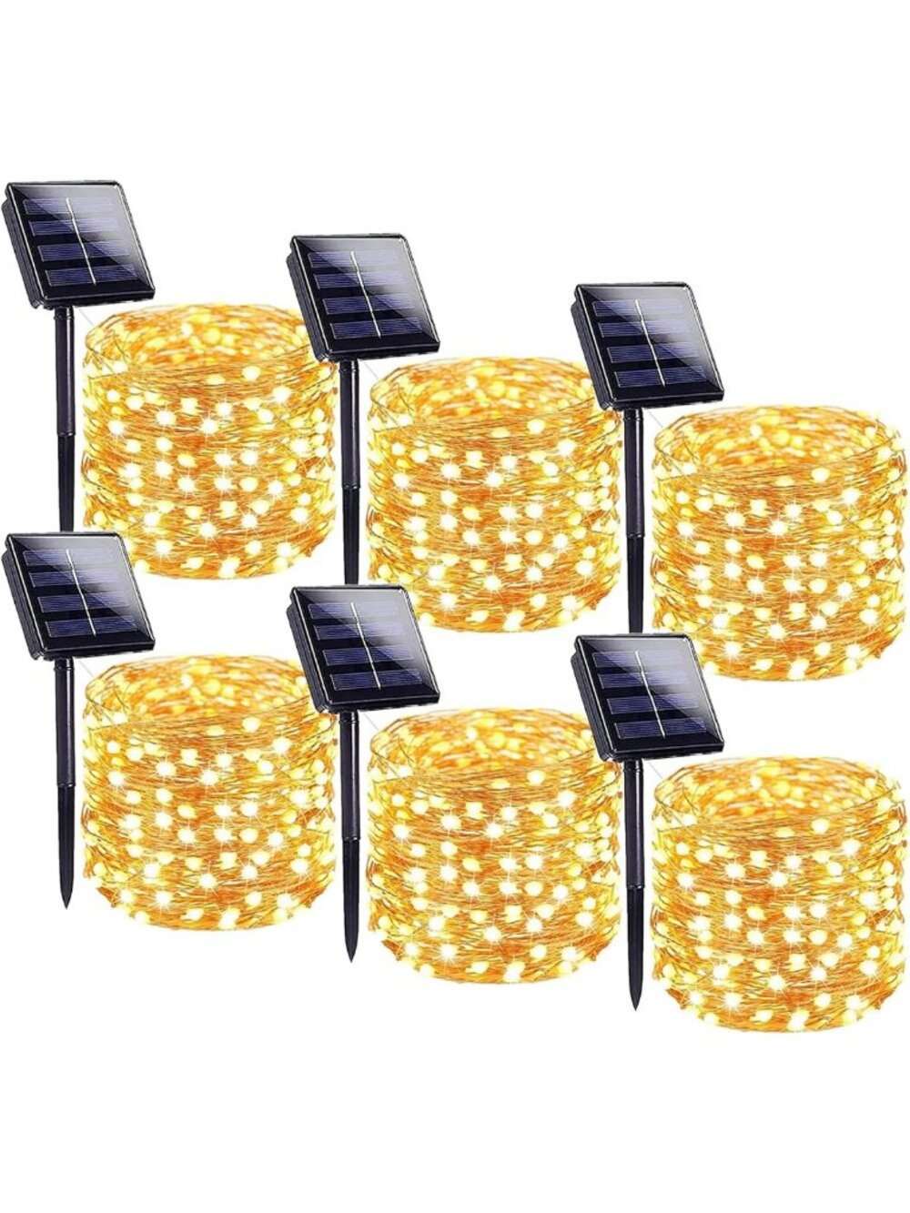 240FT Warm White Solar String Lights - 600 LED Outdoor Fairy Lights, 6 Pack